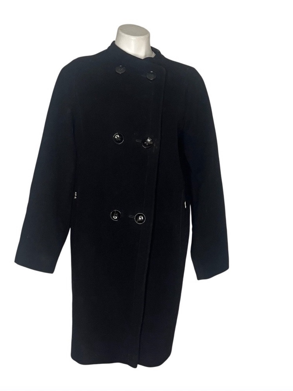 BOGNER Black Coat Virgin Wool Cashmere Blend Double Breasted Womens Size 8 EU 38